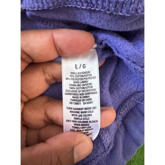 Aéropostale Y2K Purple Hoodie Sweatshirt Women’s Size Large Logo Sleeve - Picture 7 of 8